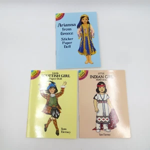 3 libros de muñeca de papel adhesivo Dover Little Activity de colección Arianna Scottish Indian - Imagen 1 de 13