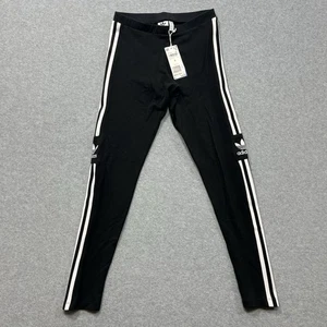 New NWT Wmns Teen Small Adidas Black Leggings Cotton Spandex Trefoil Tight - Picture 1 of 8