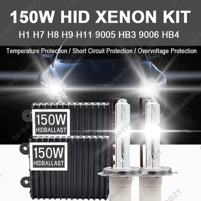 150W H1 H7 H8 H9 H11 9005 9006 Car Headlight Replace HID Xenon Bulb&Ballast Kit - Image 1 of 4