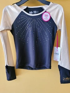 Justice Dance Gym Girls Costume Long Sleeve Blk/Gold With Rhinestones Size 10 - Picture 1 of 1