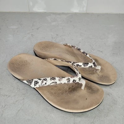 Vionic Dillon Thong Sandals Leather Snake Print  Size 7.5 - Image 1 of 4