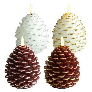 Candele senza fiamma Eldnacele Natale in vera cera senza profumo stoppino sfarfallio - Foto 1 di 14