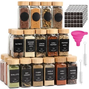 36pcs 4oz Spice Jars with Bamboo Lids Glass Spice Jars with Labels Empty Spice C - Picture 1 of 7