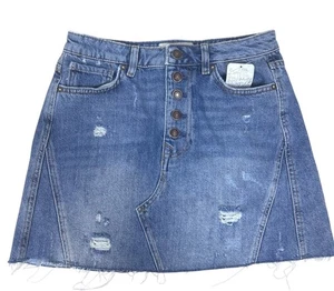 We the Free Y2K Festival Distressed Denim Short Jean Mini Skirt w Pockets 26 - Picture 1 of 7