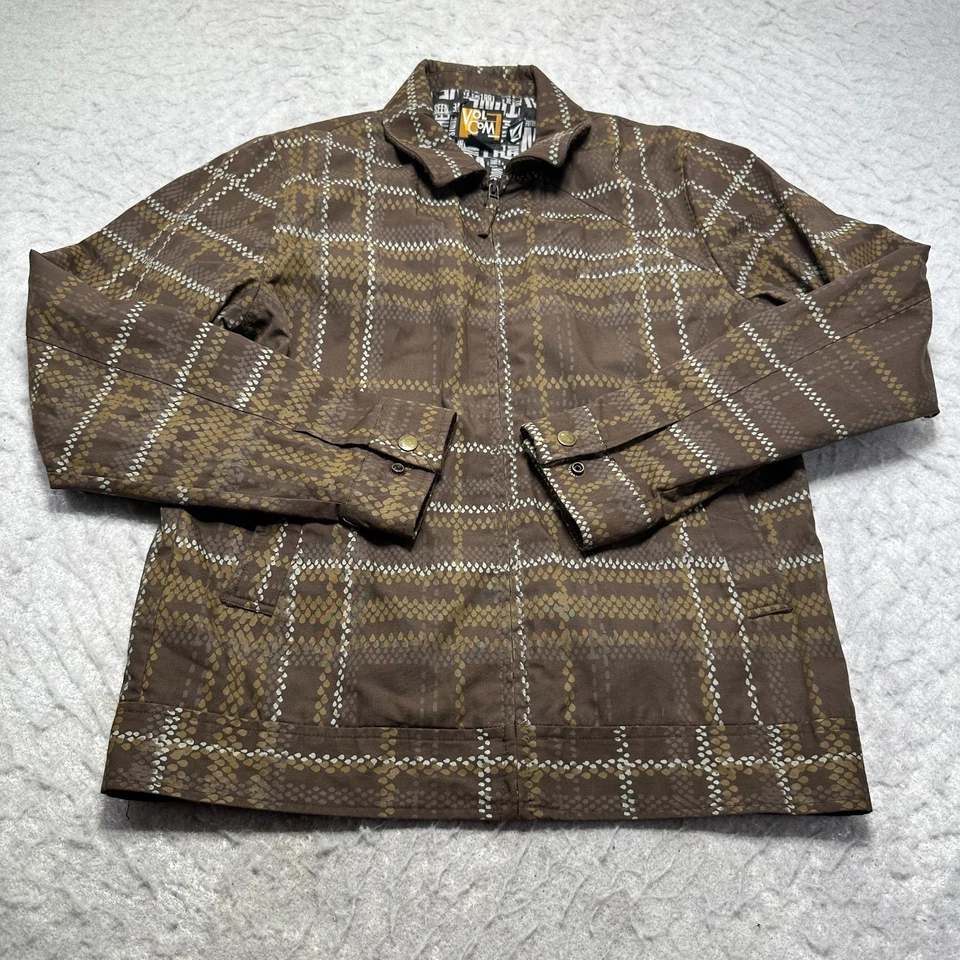 Volcom Jacket Brwon Plaid Full Zip Collared Ski Coat Mens Size Small S - Image 1 of 4