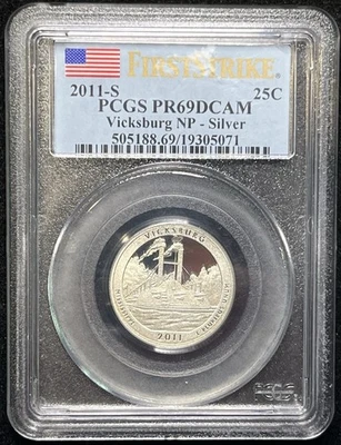 PCGS PR69DCAM 2011-S Vicksburg NP FS 1st Strike Quarter 25c SILVER Blast White - Image 1 of 4