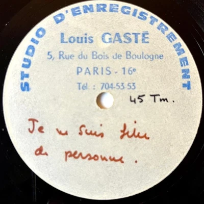 Jeanne Moreau 7" Acetate 1966 with unreleased Je Ne Suis Fille De Personne - Image 1 of 4