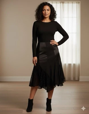 Nygard коллекции 6P черный волнистый ниже колена длина юбка Flowy женский Fairycore - Изображение 1 из 4