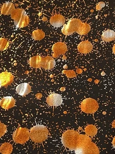 2,5 Yd Orange Gelb Silber Schwarz Stretch Hologramm Spandex Stoff 54" Breite - Bild 1 von 3