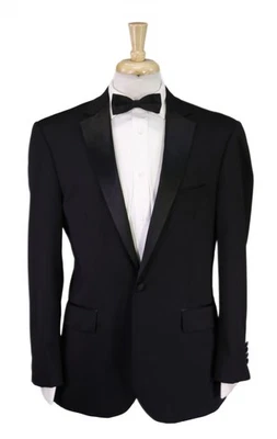 Jos A Bank Black Tuxedo Formal Blazer Jacket Wool Tailored Fit 40R - Image 1 of 4