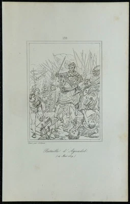 1845 - Bataille d'Agnadel - Gravure ancienne - Guerre de la Ligue de Cambrai - Photo 1/3