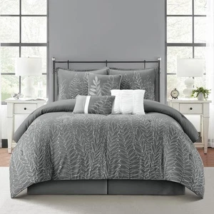 Nanshing Hailey 7-Piece Embellished Comforter Set Grey California King - Picture 1 of 5