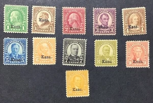 US 1929 F MH Sc# 658-#668, Kansas Overprint, Juego Completo Cv$216 - Imagen 1 de 2