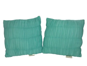 JESSICA SIMPSON Überwurf Dekor TÜRKIS BLAU Akzentkissen 2er Set Plissee weich - Bild 1 von 7