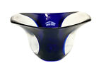 Orrefors Art Glass Cobalt Blue &amp; Clear Bowl by Lars Hellsten, #931620