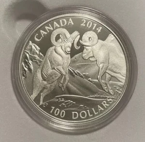 2014 CANADA BIGHORN RAM 100 0,9999 $ 1 OZ SILBERMÜNZE IN ORIGINAL MINT BOX - Bild 1 von 5