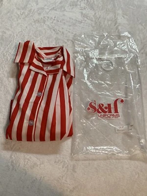 NEW Vintage S&H Uniform Red /White Striped Button down top size Medium - Image 1 of 4