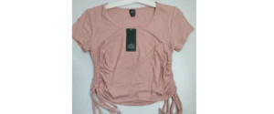 Wild Fable Women T Shirt Casual Drawstring Crop Top Pink Size XXL (L1) - Picture 1 of 2