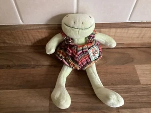 Moulin Roty La Grande Famille Frog Soft Toy comforter plush check shorts braces - Picture 1 of 2