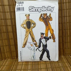 Boys Girls Size 6-8 Animal Costume Hood Simplicity 7648 Sewing Pattern Halloween - Picture 1 of 6