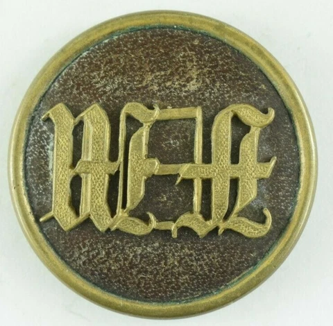 1870s-90s French FM Leather Inset Original Uniform Button K6AM Cover