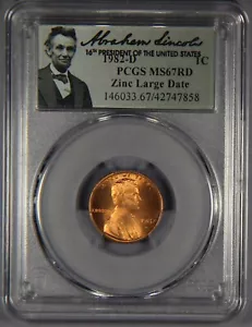 1982-D Lincoln Memorial Cent Penny PCGS MS67 RD Zinc Large Date - Picture 1 of 3
