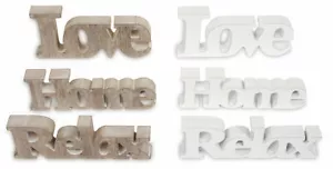 3er Set Schriftzug Holz Love/Relax/Home weiß braun schwarz MDF Buchstaben Deko - Bild 1 von 12