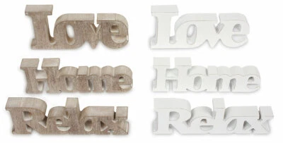 3er Set Schriftzug Holz Love/Relax/Home weiß braun schwarz MDF Buchstaben Deko - Bild 1 von 4
