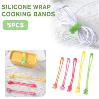 5pcs Multi-Purpose Silicone Rubber Bands Strap Wrap Bands Cooking Box Elastic .б - Imagem 1 de 4