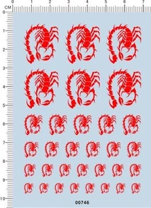 Kit de modelo de marcas de escorpión rojo de diferentes tamaños de detalle calcomanía tobogán de agua - Imagen 1 de 1