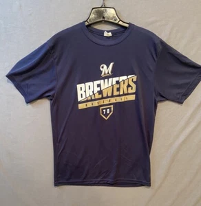 Milwaukee Brewers T-Shirt Mens M Blue Short Sleeve Breathable Water Wicking - Picture 1 of 7