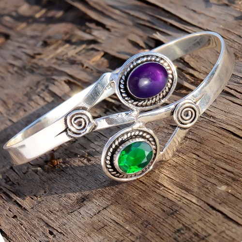 VALENTINO Bracciale Amore Ametista Africana e Diopside Argento Sterling 925 Fatto a Mano