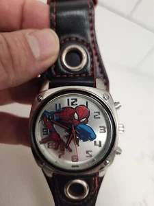Marvel Spiderman Simulated Leather Band Black Red Stitch Dial 3Hand Analog Watch - Picture 1 of 4
