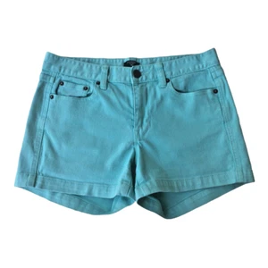 J. Crew Factory Aqua Blue Denim Shorts Ladies Size 4 Five Pocket 3.5 Inseam - Picture 1 of 3