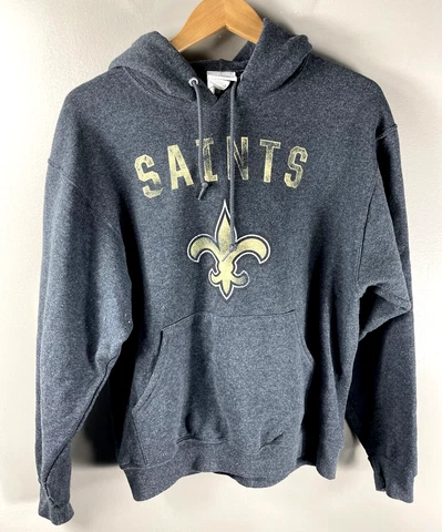 NFL Team Apparel New Orleans Saints Hoodie Men's Medium Charcoal Gray Sweatshirt Cover