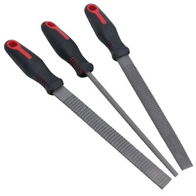 3pcs 8" / 200mm Wood Rasp File Set with Soft Grips Woodworking Carpentry TE561 - Image 1 of 4