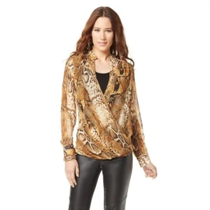 Neu mit Etikett ~ NENE by NeNe Leakes ~ SM ~ Bluse & Camii mit gedrehter Vorderseite ~ Gold Reptil - Bild 1 von 12