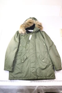 J CREW Perfect Winter Faux Fur Hooded Parka Jacket Size XXL Wild Olive Green - Picture 1 of 24