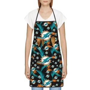 Miami Dolphins Hawaiian Print Apron Anti Fouling Kitchen Apron with Pocket - Picture 1 of 8