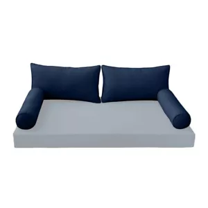 *COVER ONLY*-Style 2 Outdoor Bolster Back Pillow Slipcover Piped Trim Twin-AD101 - Picture 1 of 12