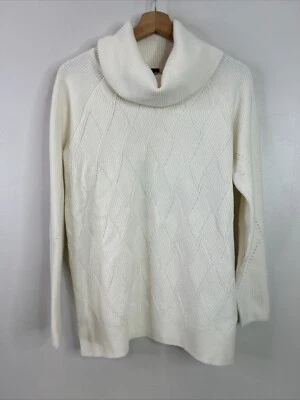 Suéter Talbots Mujer’s M Marfil Diamante Acanalado Capucha Cuello Manga Larga Algodón Nuevo con Etiquetas Foto 1 de 4