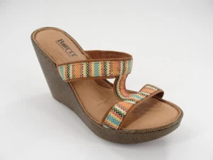 Geborene Keilsandaletten T-Riemen Riemchen Regenbogen Streifen Espadrille Plateau, Größe 8 - Bild 1 von 7