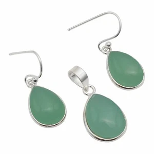 Chalcedony 925 Sterling Silver Valentine Gift Pendant + Earrings Jewelry ST-105 - Picture 1 of 1