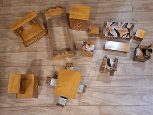 Vintage Lot Of Wood Handmade Barbie Size Furniture Very Well Made - Picture 1 of 22