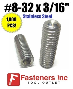 (Qtà 1000) #8-32 x 3/16" Set di Prese in Acciaio Inox Punta a Tazza Vite - Foto 1 di 2