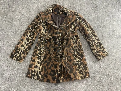 Saks Fifth Avenue Coat Girls XL 13-15 Years Cheetah Leopard Wool Jacket N216 - Image 1 of 4