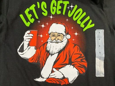 Nuevo con etiquetas Camiseta Lets Get Jolly Navidad S Roja Solo Taza Feo Santa Fiesta Pequeña Nueva Foto 1 de 4