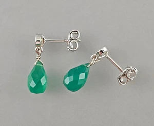 9923638-d Ohrringe 925er Silber facettierte Grünachat Peridot vintage L2cm - Picture 1 of 2