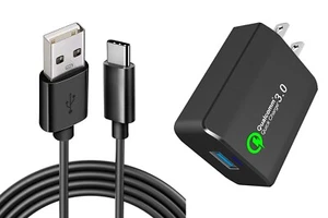 Home Charger 18W Fast 6ft USB Cable Type-C Turbo Charge Travel for SmartPhones - Picture 1 of 6
