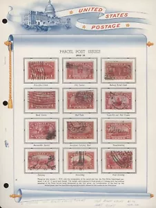 US Sc Q1-Q12 Carmine 1¢-$1.00 1912 Parcel Post Lightly Hinged to White Ace Page - Picture 1 of 1